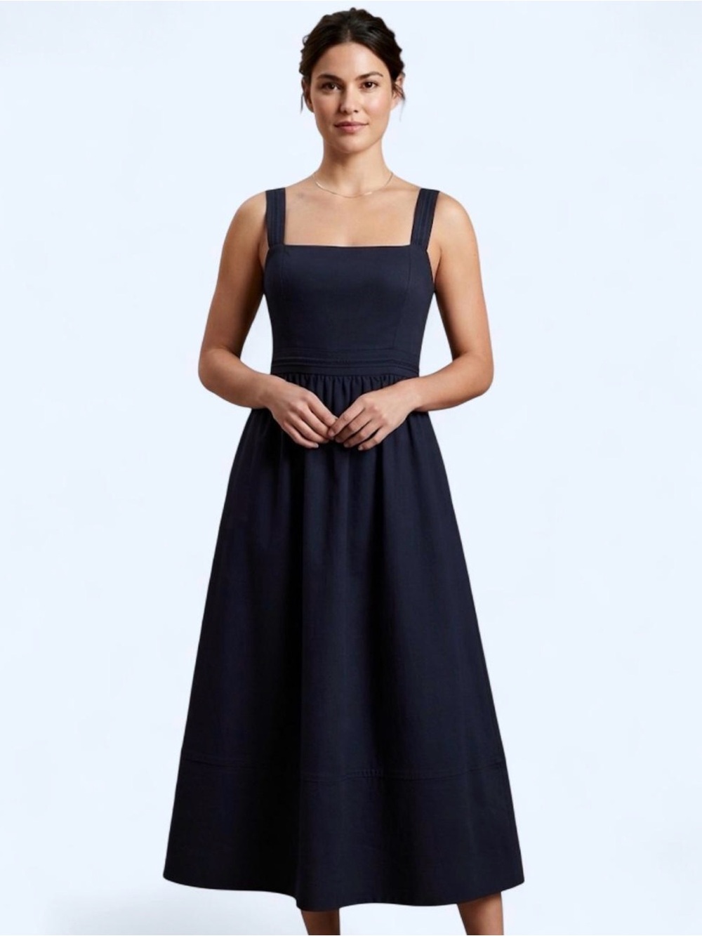 Workshop Republic Clothing Navy Square-Neck Midi Dress